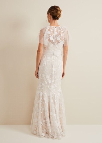 Phase Eight Delilah Mesh Embroidered Wedding Dress White Canada | HRYXNE-152